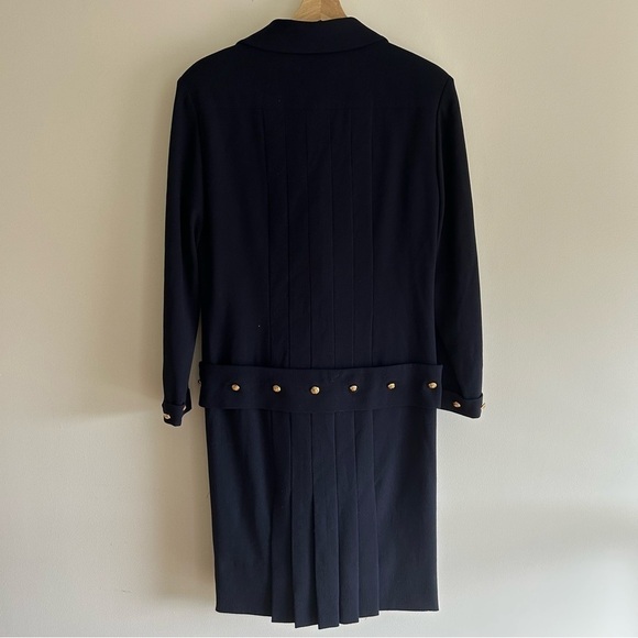 Vintage Chanel 80's Navy Maxi Pleated Dress Size 42 - Picture 4 of 13